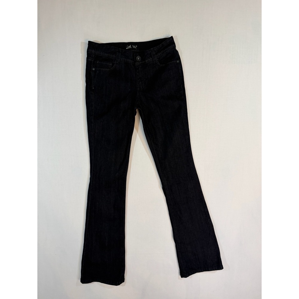 l.e.i. Chelsea Low Rise Black Denim Jeans Womens 3 Bootcut Embroidered Y2K Denim